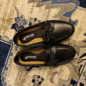 Eastland Woman Black Leather Boat Shoes